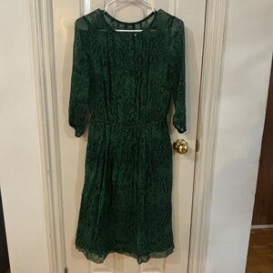 babaton 100% silk green dress midi dress snake print *accepting offers